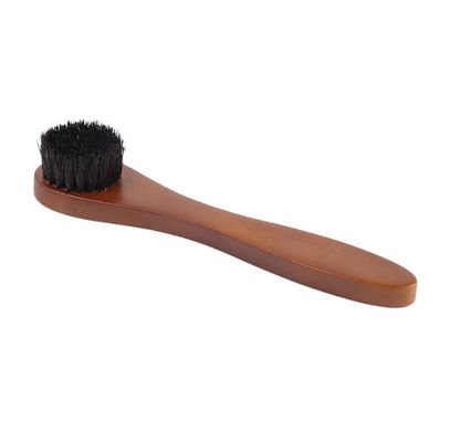 Solid Wood Small Round Head Brush 17cm Wooden Long Handle Shoe Brush