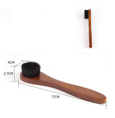 Solid Wood Small Round Head Brush 17cm Wooden Long Handle Shoe Brush