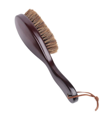 Brown Curved Wave Brush Long Handle for Daily Life Clothes Tool Brush Wooden Horsehair Brush