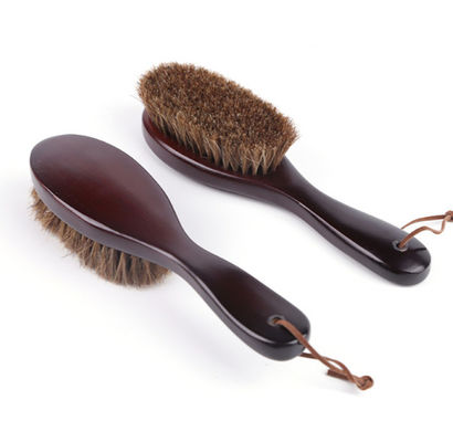 Brown Curved Wave Brush Long Handle for Daily Life Clothes Tool Brush Wooden Horsehair Brush