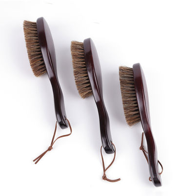 Brown Curved Wave Brush Long Handle for Daily Life Clothes Tool Brush Wooden Horsehair Brush