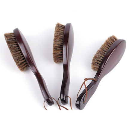 Brown Curved Wave Brush Long Handle for Daily Life Clothes Tool Brush Wooden Horsehair Brush