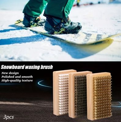 12*7cm Wooden Snowboard Wax Brushes Copper Wire Nylon Horsehair Bristle Snow Waxing Polishing Degreasing Snowsport Cleaning Tool
